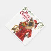 Siamese Cat Christmas Themed Serviette (Ecke)