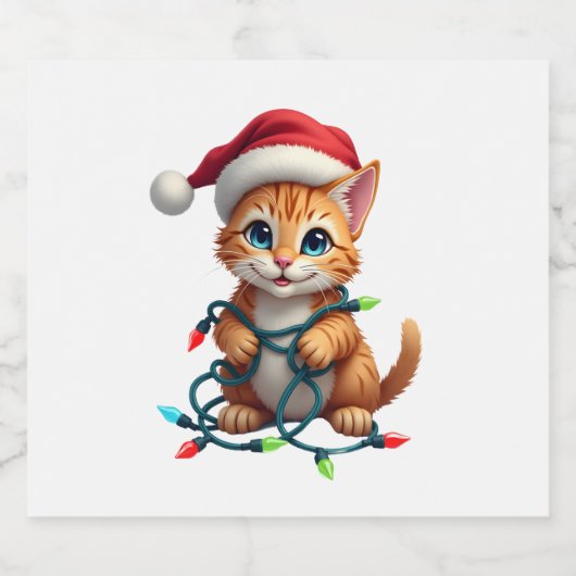 Siamese Cat Christmas V-Neck (3) Schaumweinetikett (Einzelnes Label)