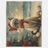 Siamese Cat Christmas Vintag Beach Fleecedecke (Vorderseite)