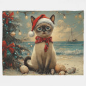 Siamese Cat Christmas Vintag Beach Fleecedecke (Vorderseite (Horizontal))