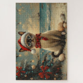 Siamese Cat Christmas Vintag Beach Puzzle (Vertikal)