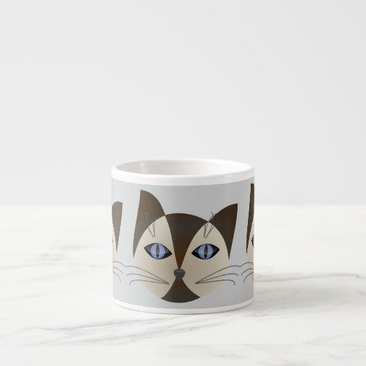 Siamese Cat Coffee Mug – Minimalist Cat Design Espressotasse (Vorderseite)