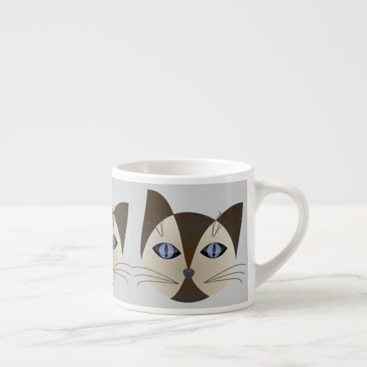 Siamese Cat Coffee Mug – Minimalist Cat Design Espressotasse (Rechts)