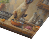 Siamese Cat Cooking in Kitchen Schneidebrett (Ecke)