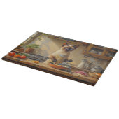 Siamese Cat Cooking in Kitchen Schneidebrett (Ecke)