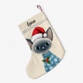 Siamese Cat Custom Pet Kleiner Weihnachtsstrumpf (Rückseite (Hängend))