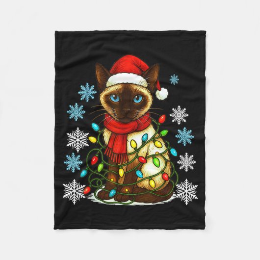 Siamese Cat Cute Cat Lover Cat Xmas Holiday Santa Fleecedecke (Vorderseite)