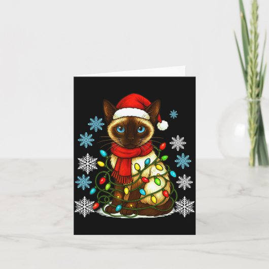 Siamese Cat Cute Cat Lover Cat Xmas Holiday Santa  Karte (Vorderseite)