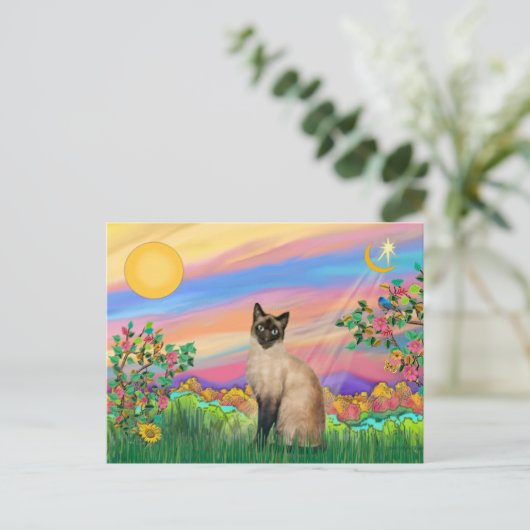 Siamese Cat - Day Star Postkarte (Stehend Vorderseite)