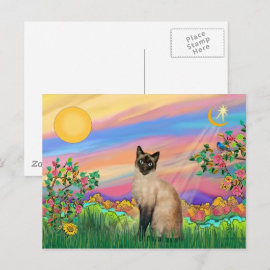 Siamese Cat - Day Star Postkarte (Vorne/Hinten)