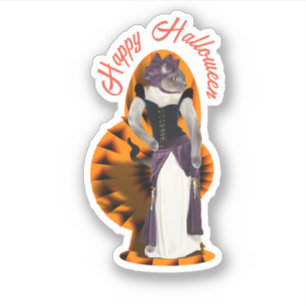 Siamese Cat Extravagant Dress on Halloween Aufkleber