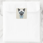 Siamese Cat Fashion Smart Quadratischer Aufkleber (Tasche)