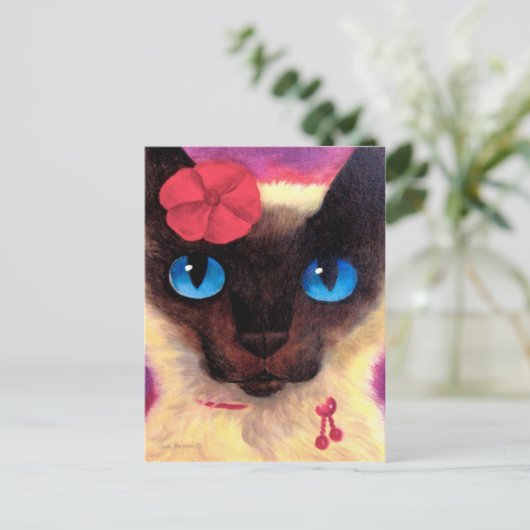 Siamese Cat Feline Pet Painting - Multi Postkarte (Stehend Vorderseite)