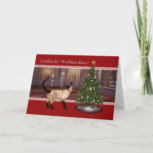 Siamese Cat - Frohe Weihnachten German Card (Vorderseite)