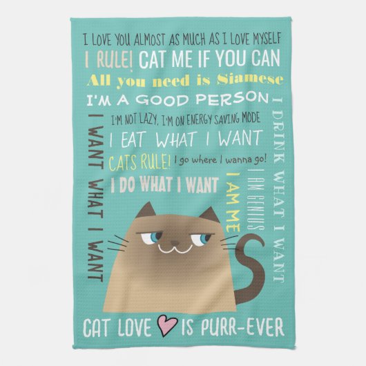 Siamese Cat Funny Geschirrtuch (Vertikal)