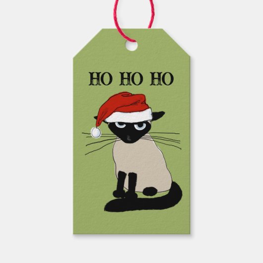 Siamese Cat Funny Santa Kitty Custom Christmas Geschenkanhänger (Vorderseite)