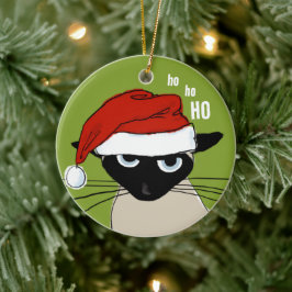 Siamese Cat Funny Santa Kitty Custom Christmas Keramik Ornament
