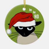 Siamese Cat Funny Santa Kitty Custom Christmas Keramik Ornament (Vorne)