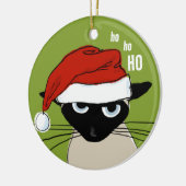 Siamese Cat Funny Santa Kitty Custom Christmas Keramik Ornament (Links)