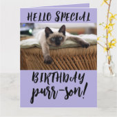 SIAMESE CAT GEBURTSTAG GREETING CARDS KARTE (Gelbe Blume)