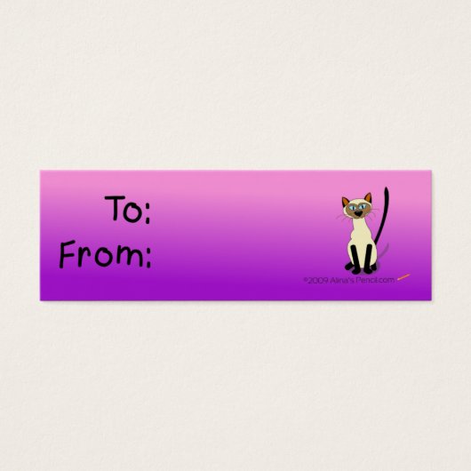 Siamese Cat Gift Tag (rosa und Lila) (Vorderseite)