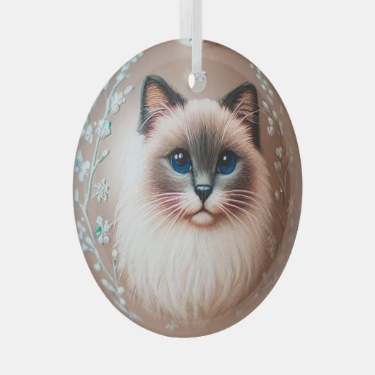 Siamese Cat Glass Ornament (Vorderseite Rechts)