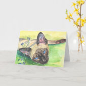 Siamese Cat Greeting Cards Karte (Gelbe Blume)