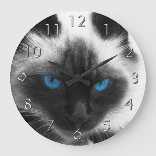 Siamese Cat Große Wanduhr (Vorderseite)