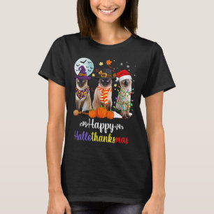 Siamese Cat Halloween Frohe Weihnachtsgeschenk Hal T-Shirt