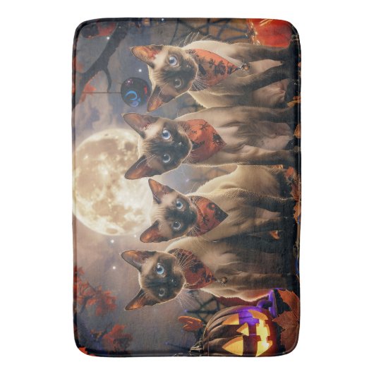 Siamese Cat Halloween Spooky Badematte (Vorderseite Vertikal)