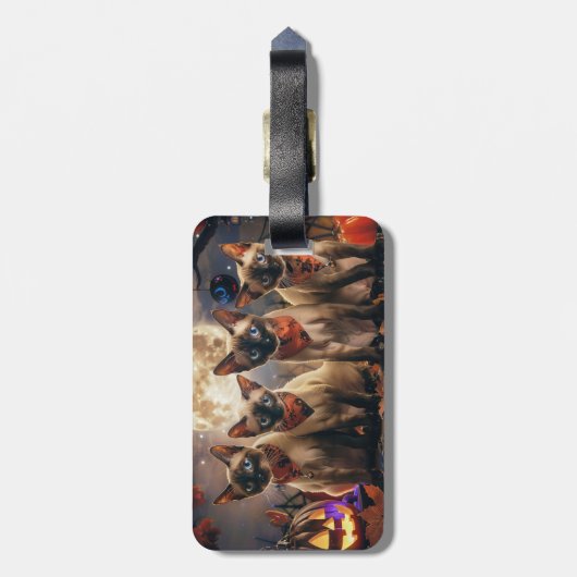 Siamese Cat Halloween Spooky Gepäckanhänger (Rückseite vertikal)