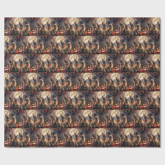 Siamese Cat Halloween Spooky Geschenkpapier (Flach)