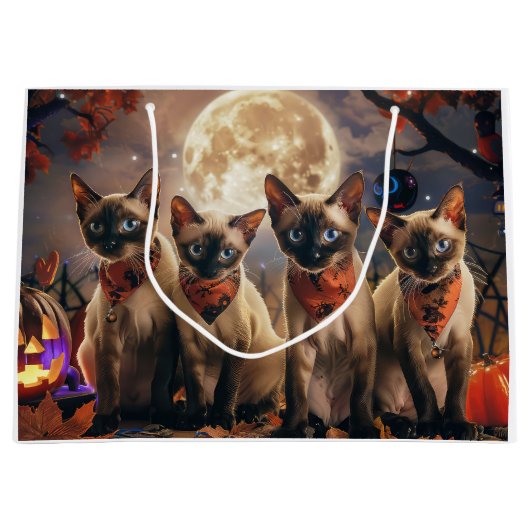 Siamese Cat Halloween Spooky Große Geschenktüte (Vorderseite)