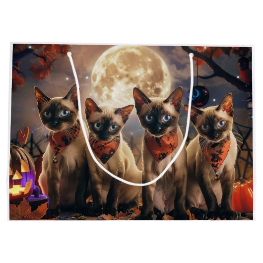 Siamese Cat Halloween Spooky Große Geschenktüte (Rückseite)