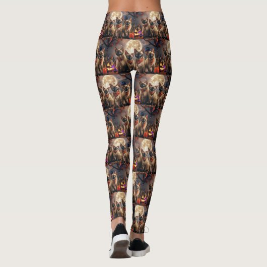 Siamese Cat Halloween Spooky Leggings (Rückseite)