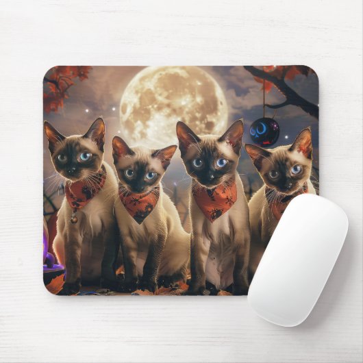 Siamese Cat Halloween Spooky Mousepad (Mit Mouse)