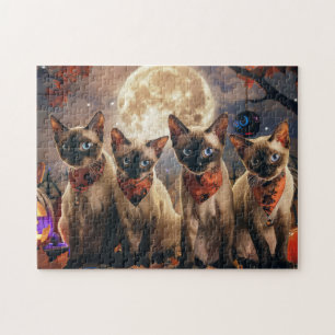 Siamese Cat Halloween Spooky Puzzle