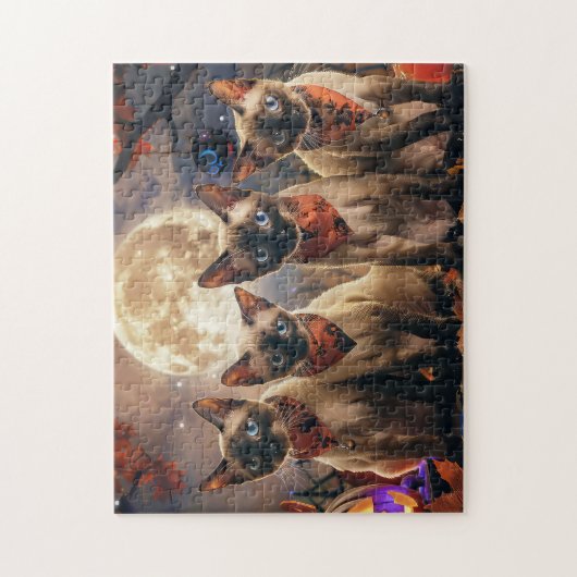 Siamese Cat Halloween Spooky Puzzle (Vertikal)