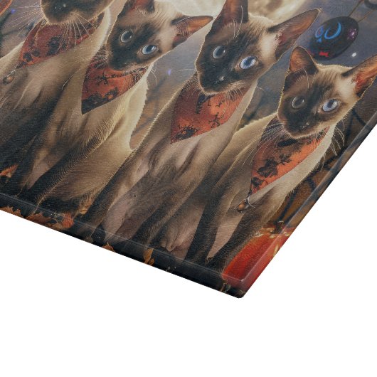 Siamese Cat Halloween Spooky Schneidebrett (Ecke)