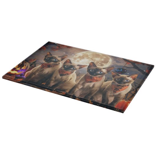Siamese Cat Halloween Spooky Schneidebrett (Ecke)