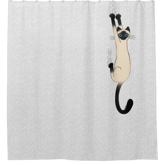 Siamese Cat hanging on | Funny Cat Duschvorhang (Vorderseite)
