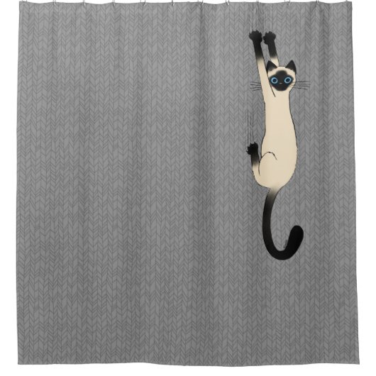 Siamese Cat hanging on | Funny Cat Duschvorhang (Vorderseite)