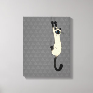 Siamese Cat hanging on   Funny Cat Leinwanddruck