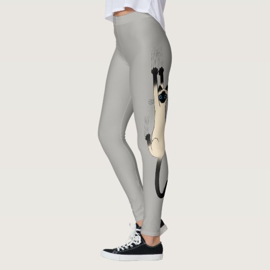 Siamese Cat hanging on | Funny Cat Lover Leggings (Links)