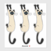 Siamese Cat hanging on | Funny Cat Stickers Aufkleber (Blatt)