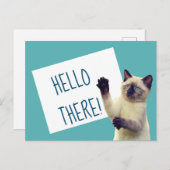 Siamese Cat Hello There Custom Message Postkarte (Vorne/Hinten)