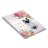Siamese Cat Illustration Blume Girl Daily Diary Notizblock (Rechte Seite)