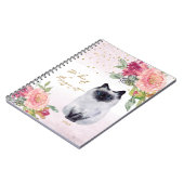 Siamese Cat Illustration Blume Girl Daily Diary Notizblock (Linke Seite)