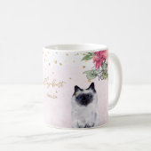 Siamese Cat Illustration Gold Glitzer Girl Gift Kaffeetasse (VorderseiteRechts)