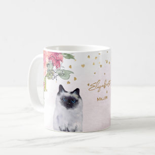 Siamese Cat Illustration Gold Glitzer Girl Gift Kaffeetasse